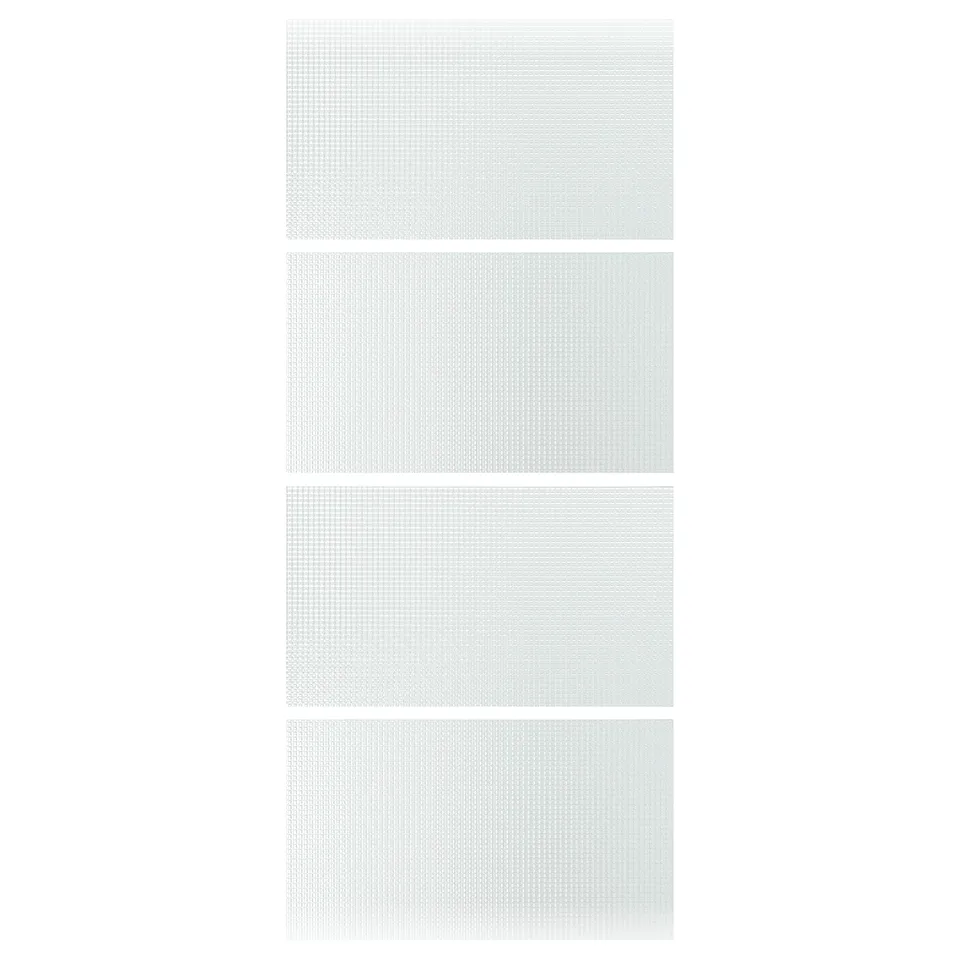 LUNDBRÄSMA 4 panels for sliding door frame, checkered glass, 100x236 cm