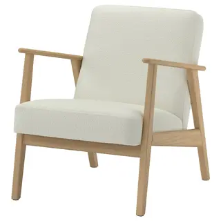 EKENÄSET armchair, oak effect/Axvall off-white, Width 65 x Depth 74 x Height 75 cm