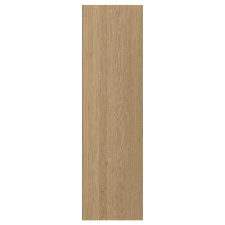 Wooden panel, natural light brown, rectangular, smooth surface, oak veneer design.