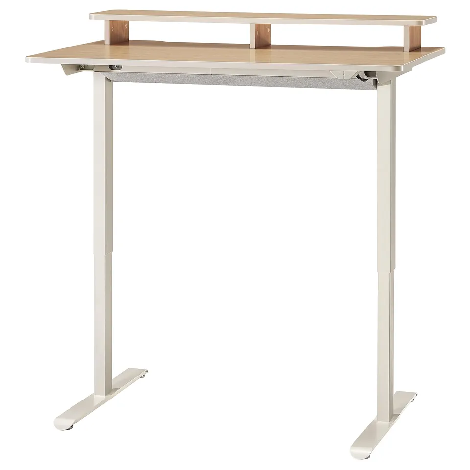 TRAVSPORT Desk sit/stand, electric oak effect/beige, 120x70 cm