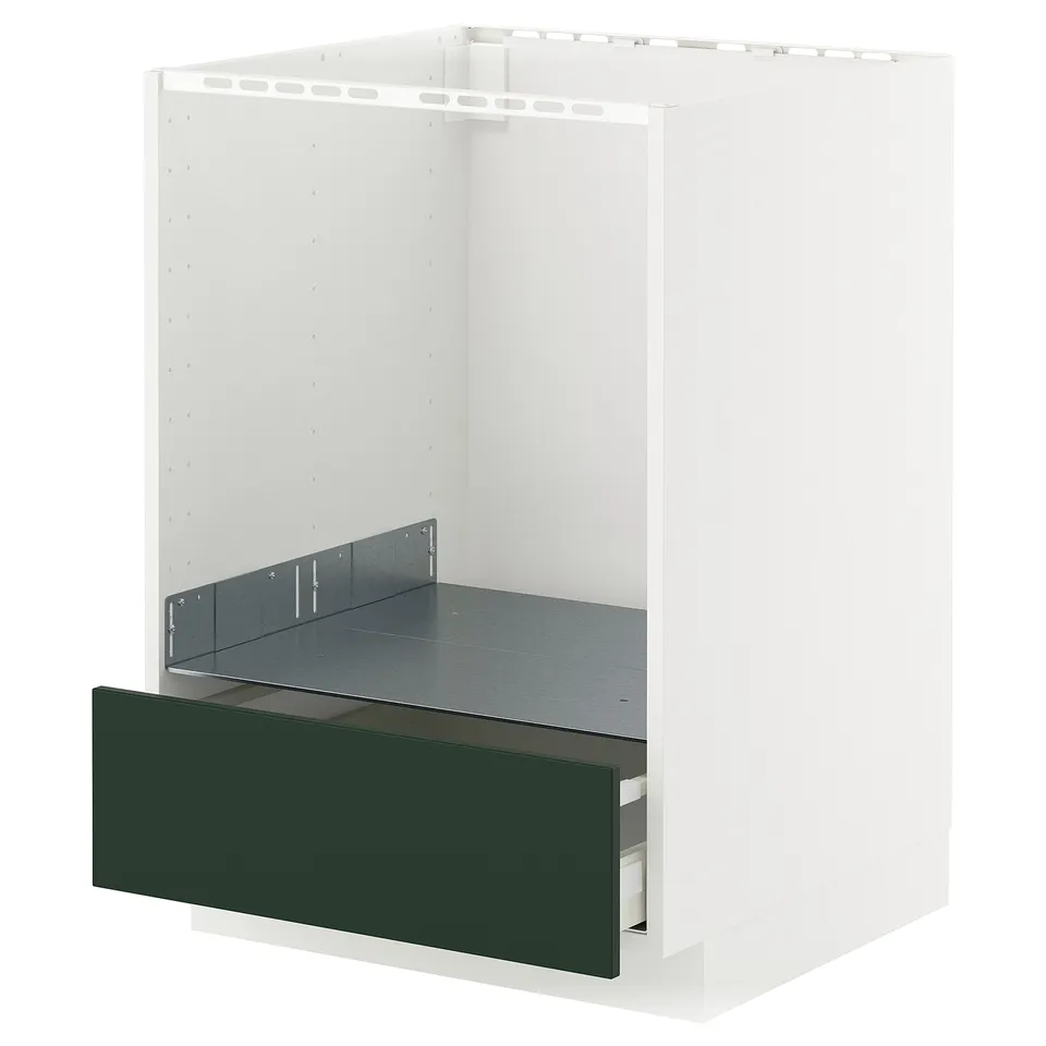 METOD kitchen unit, white with green drawer, modern design.