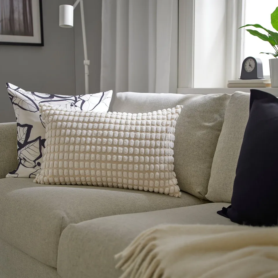 SVARTPOPPEL Cushion cover, off-white, 40x58 cm
