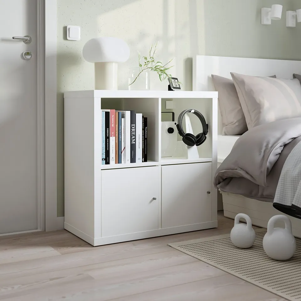 KALLAX Shelving unit with doors, white, 77x77 cm