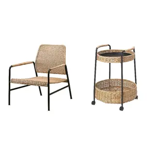LUBBAN/ULRIKSBERG set: trolley table with storage + armchair