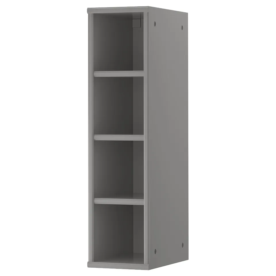 Grey TORNVIKEN cabinet, open, square, fiberboard with acrylic paint.
