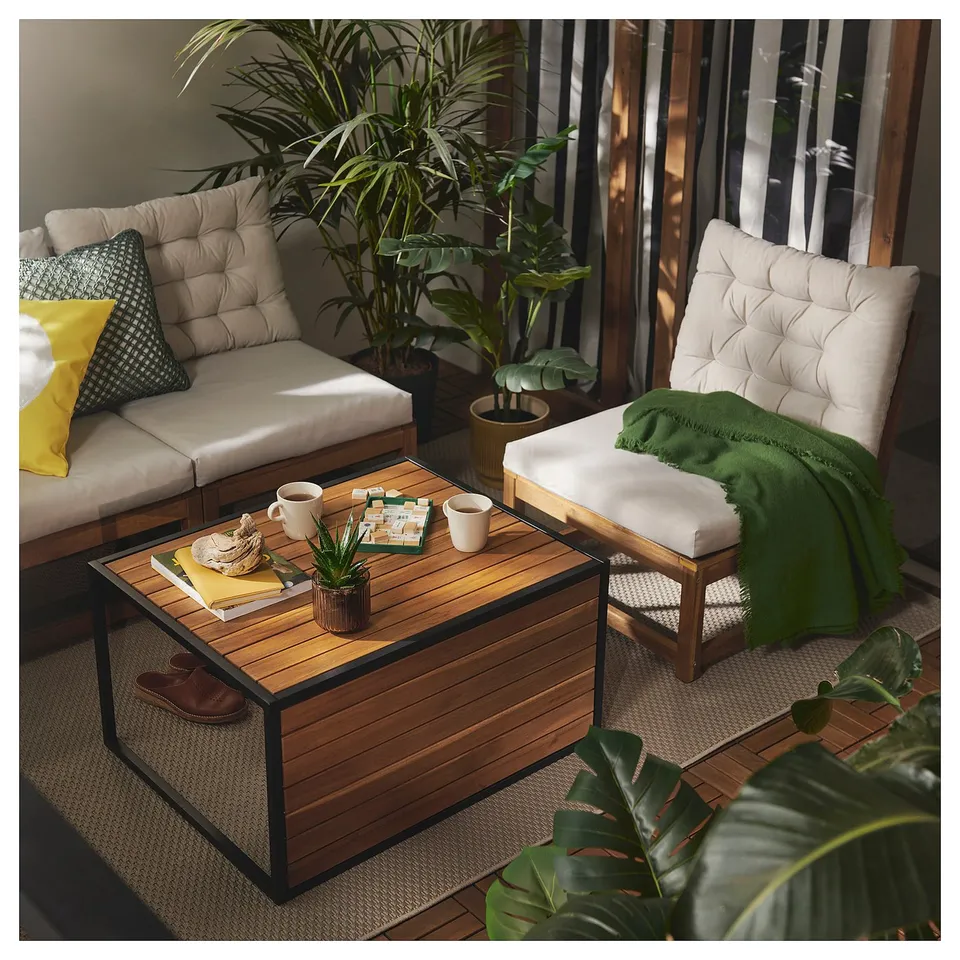 HÅKANSKÄR Coffee table, outdoor/light brown stained, 80x64 cm