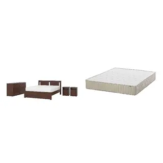 SONGESAND/VATNESTRÖM Bed with 26cm thick mattress, pocket sprung, natural materials,5 comfort zones, extra firm