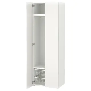 SMÅSTAD wardrobe, white/white, Depth 42 x Height 181 x Width 60 cm