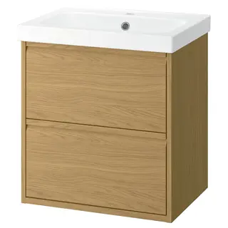 ÄNGSJÖN / ORRSJÖN wash-stnd w drawers/wash-basin, oak effect, 62x49x69 cm