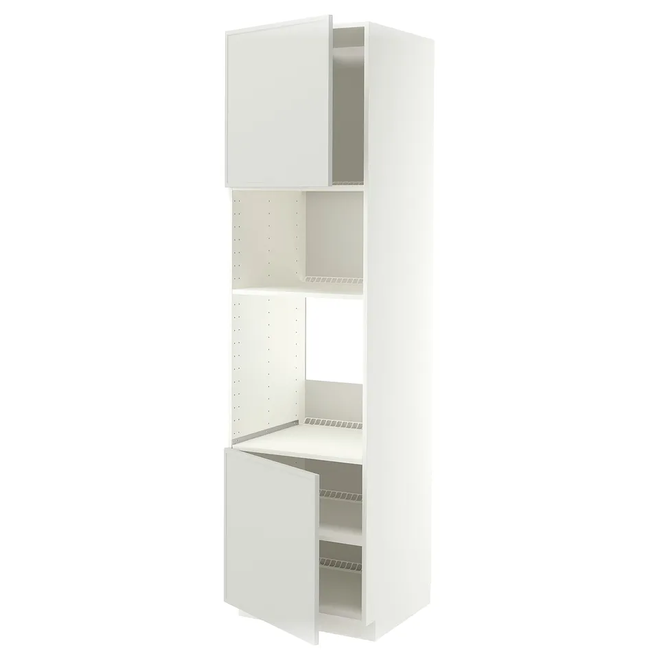 METOD High cabinet f built-in appliances, white/Aspudden light grey, 60x60x220 cm