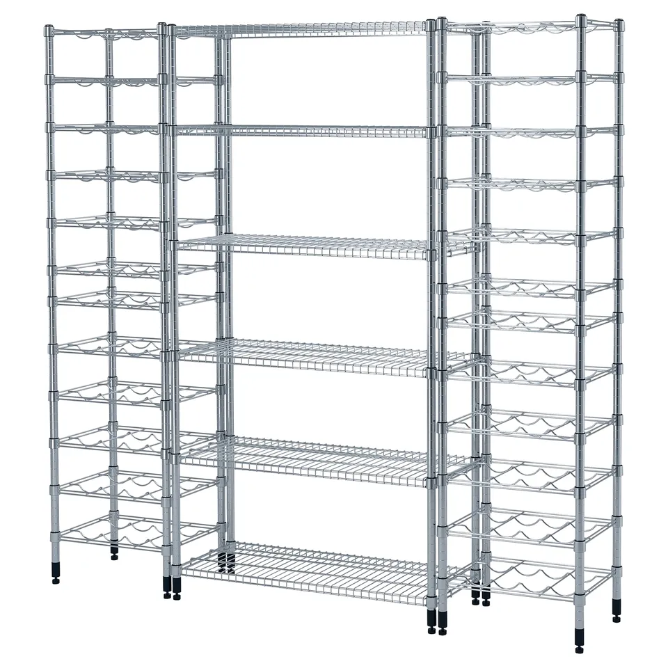 Adjustable OMAR shelving for kitchen/storage, sturdy and modern.