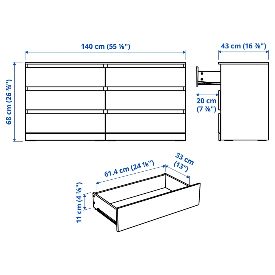 part: LILLBERGET chest of 6 drawers