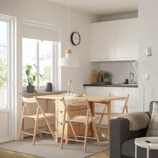 FRÖSVI/NORDEN set: gateleg table + folding chair x4
