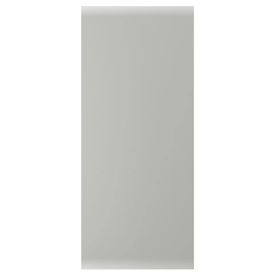 A rectangular light grey kitchen cabinet door with a smooth finish and clean lines.