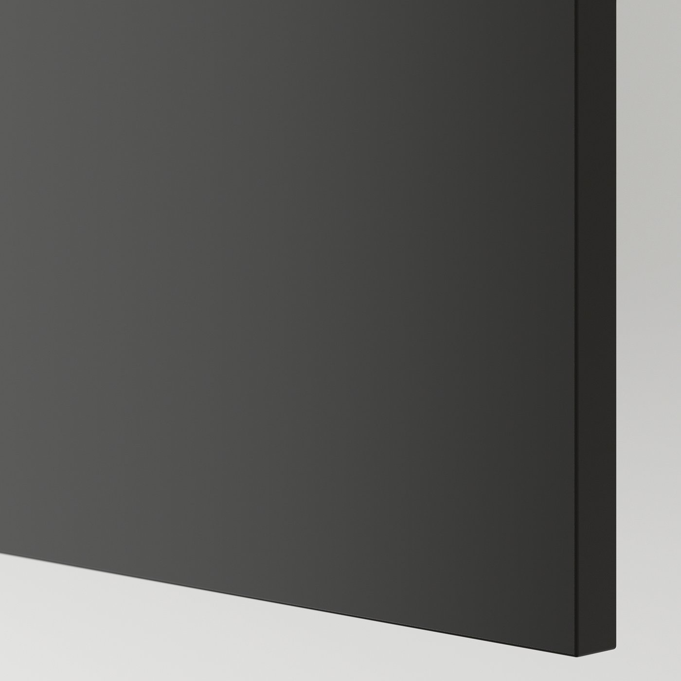 Sleek black kitchen panel, smooth finish, high-quality craftsmanship.