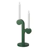 STRÅLA LED candle, battery-operated/wood green, Height 46 cm