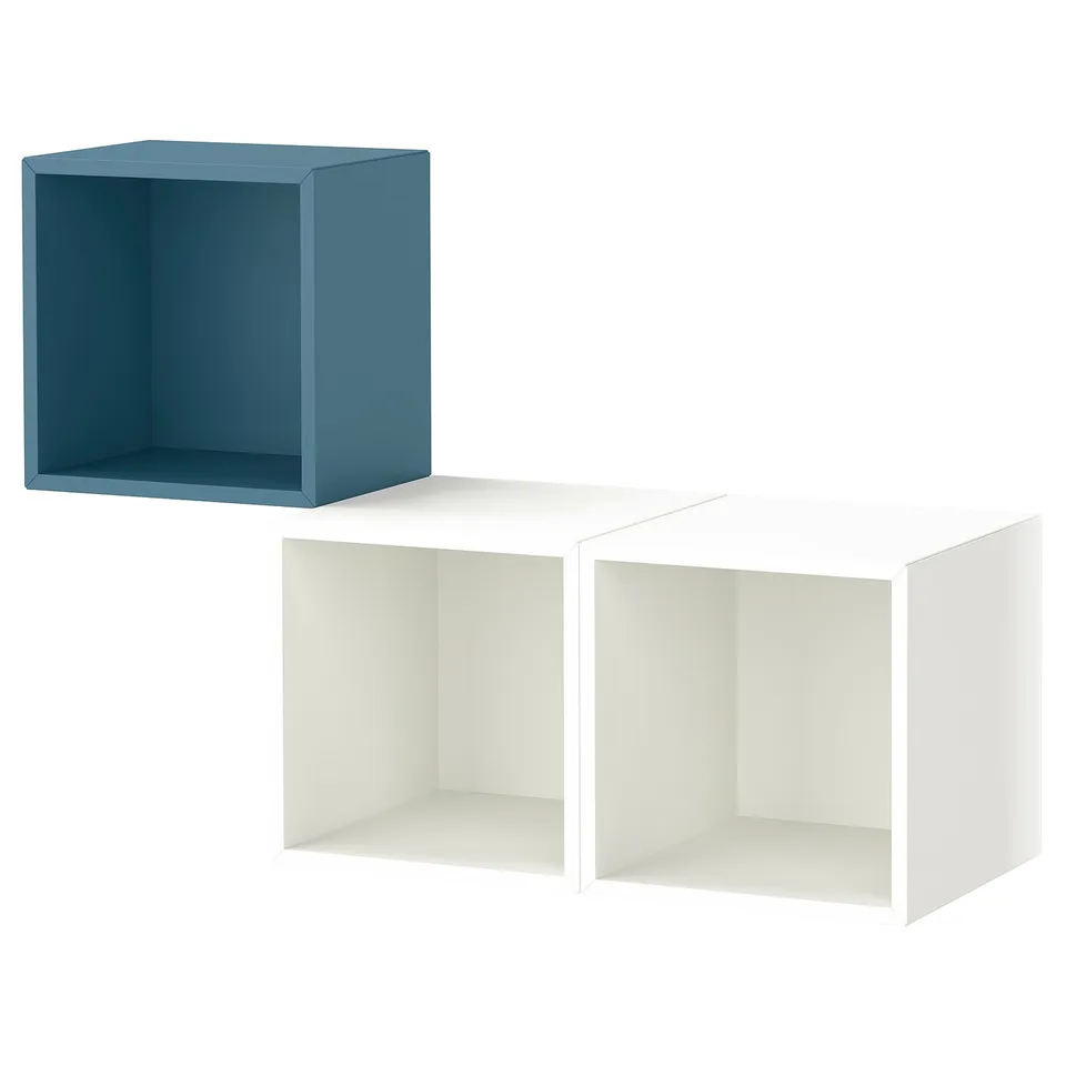 EKET Wall-mounted cabinet combination, dark grey-blue/white, 105x35x70 cm