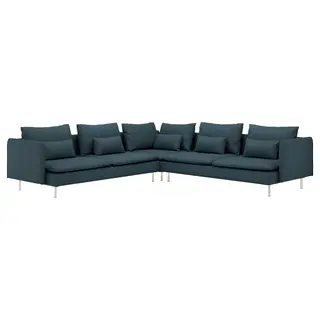 SÖDERHAMN corner sofa, 6-seat, Hillared dark blue, Depth 99 cm