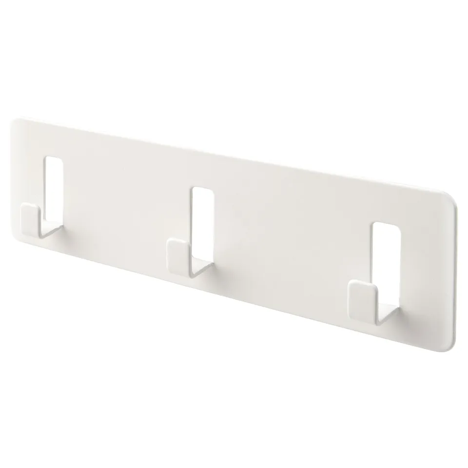 A GALTBOX, a white, rectangular wall mount with three hooks made of powder-coated steel.