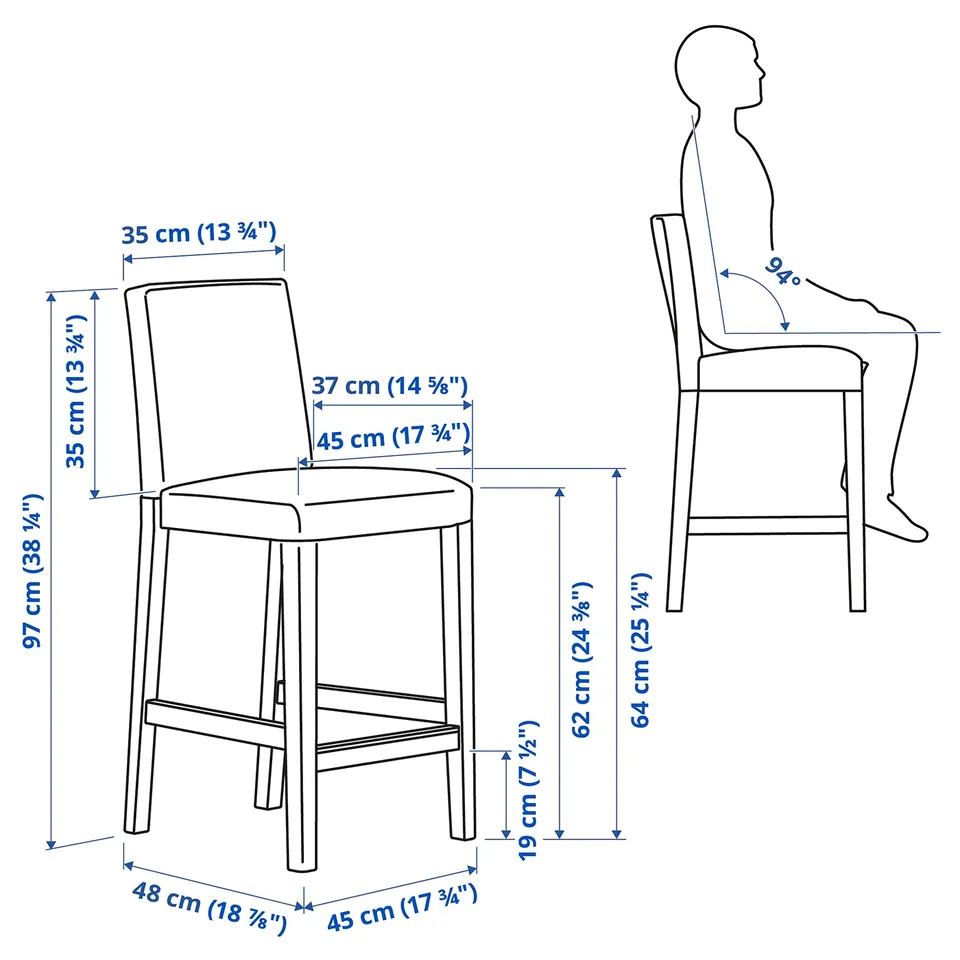 BERGMUND Bar stool with backrest, counter height oak effect/Gunnared medium grey, 62 cm