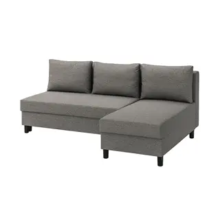 ÄLVDALEN 3-seat sofa-bed with chaise longue, Knisa grey-beige, Width 196 x Depth 82 x Height 81 cm