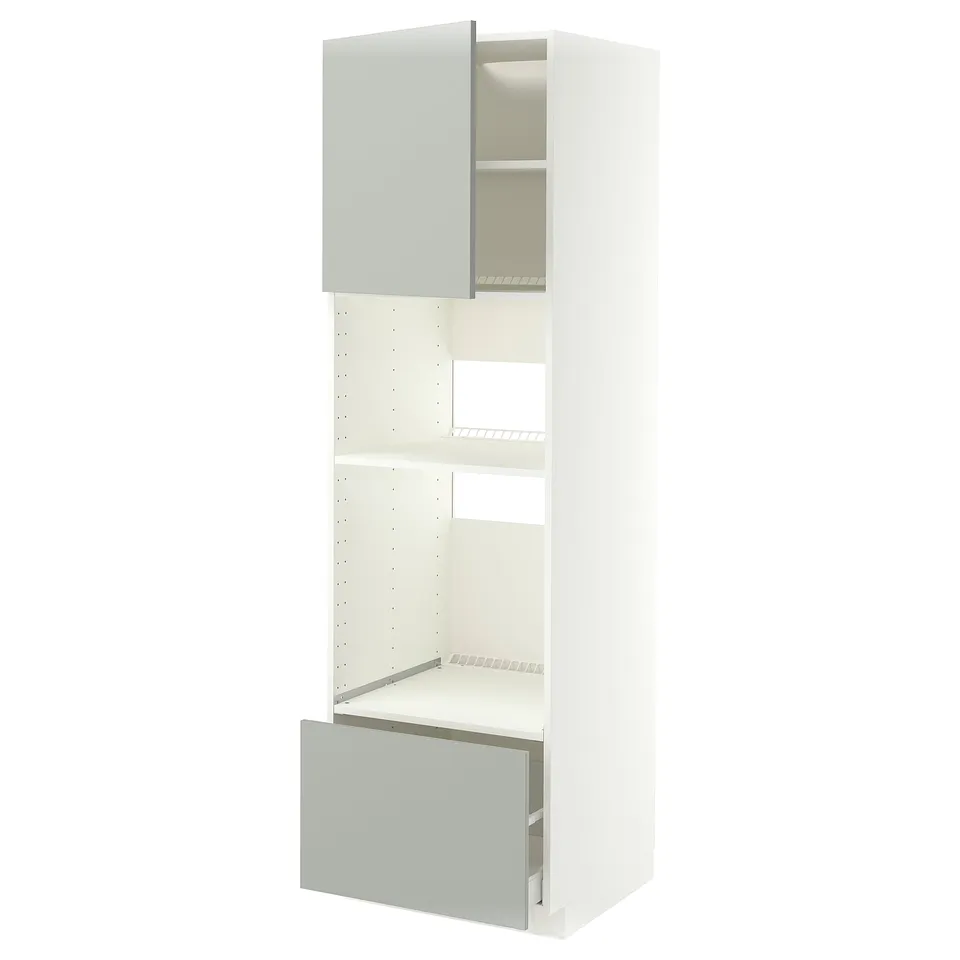 METOD / MAXIMERA High cabinet f built-in appliances, white/Havstorp light grey, 60x60x200 cm