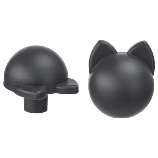 GREJSIMOJS knob, anthracite/cat, 38 mm