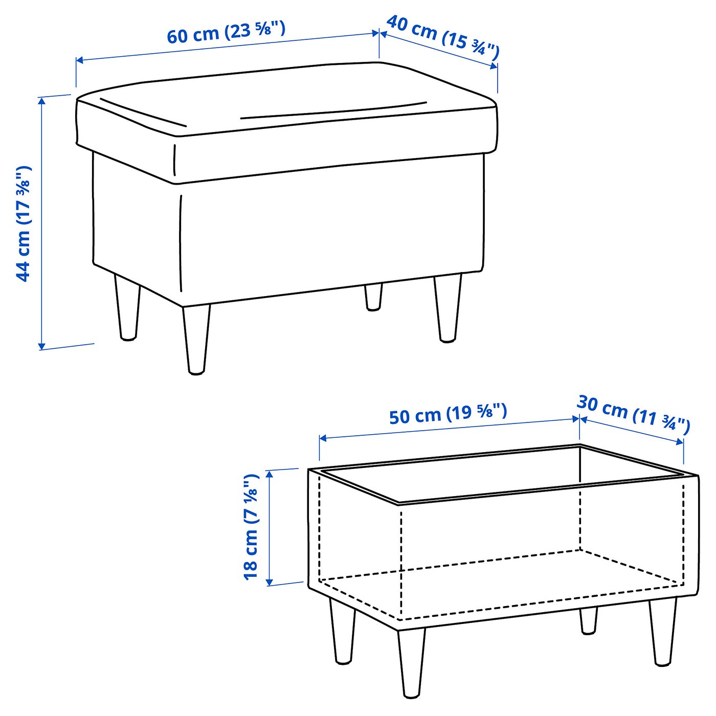 STRANDMON Footstool with storage, Nordvalla dark grey