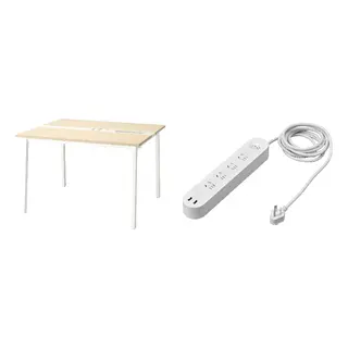 KOPPLA/MITTZON set: conference table + 4-way socket with 2 USB ports