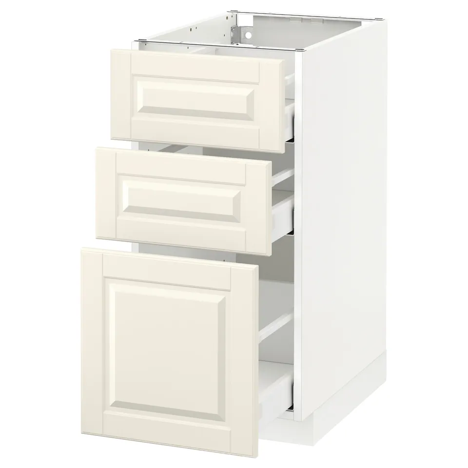 METOD kitchen cabinet, white, traditional design, 3 drawers, 1 door, particleboard & steel.