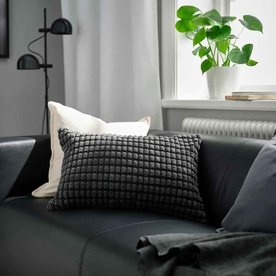 SVARTPOPPEL Cushion cover, anthracite, 40x58 cm