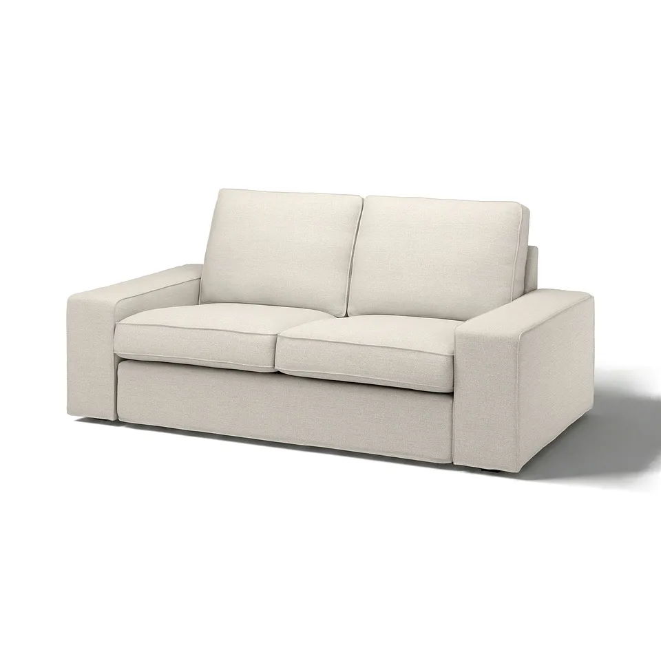 A light-colored, modern sofa named KIVIK with a plush, rectangular design, made from polyester fabric.