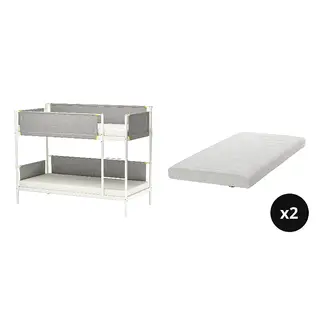 VITVAL/ÅFJÄLL set: bunk bed frame + foam mattress x2