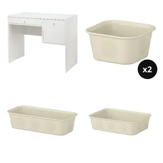 NOJIG/SYVDE set: dressing table + organiser x2 + organiser + organiser