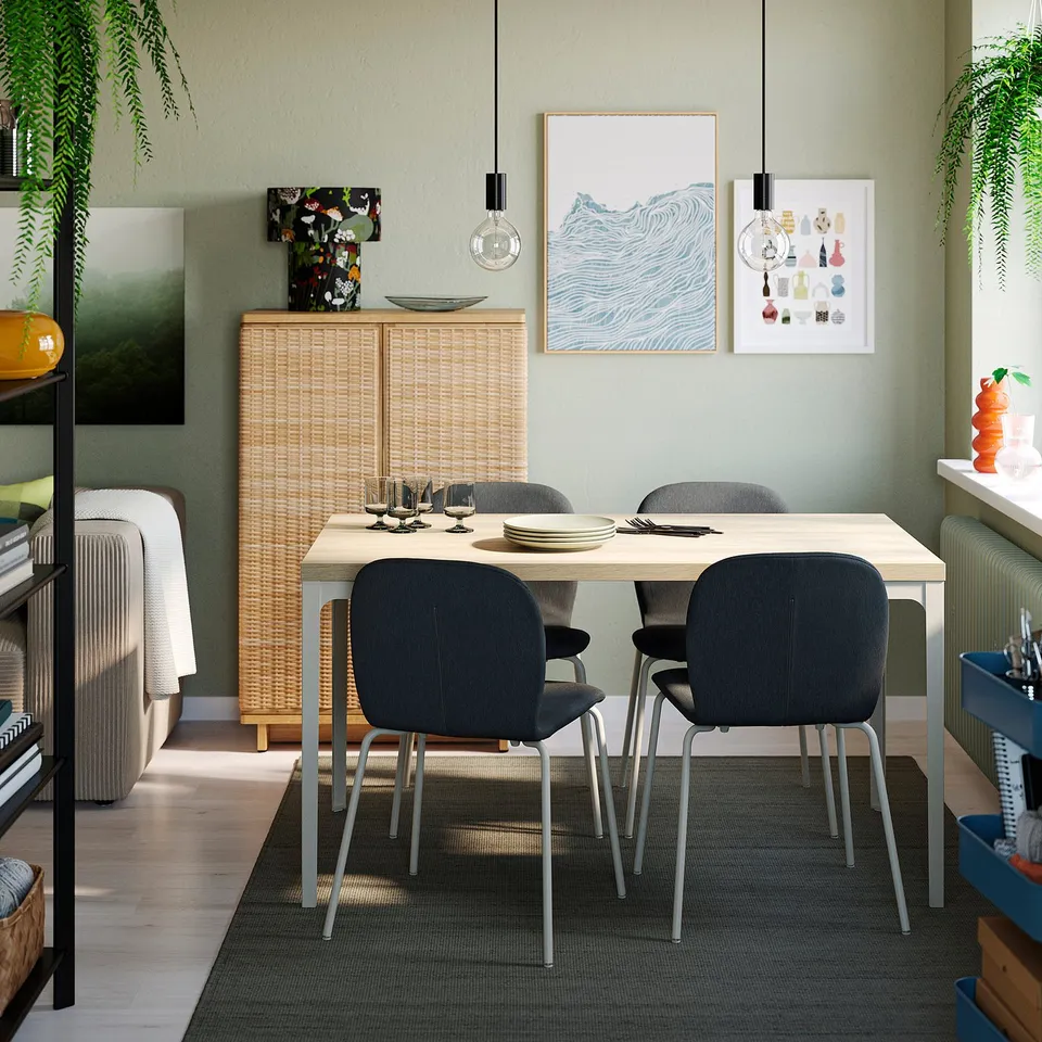 SKÅLSTA Chair, Knäbäck dark grey/tubular metal/light grey-beige