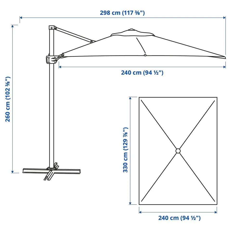 Illustration with measurements for the product: SEGLARÖ.