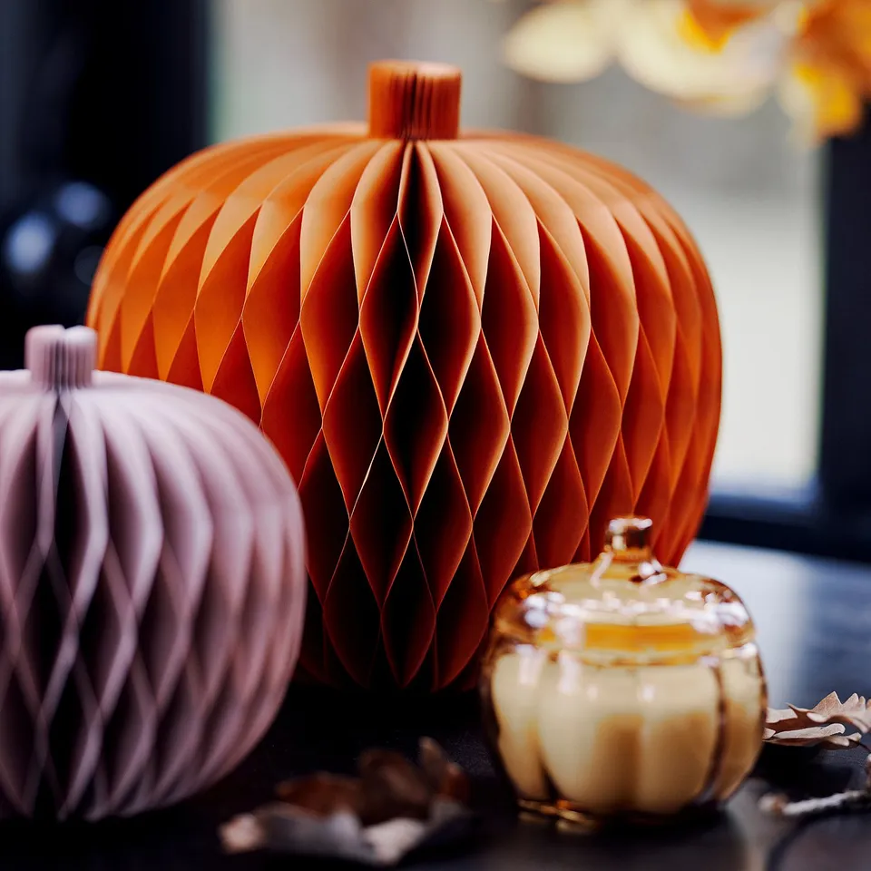 HÖSTAGILLE Decoration set of 2, paper pumpkin