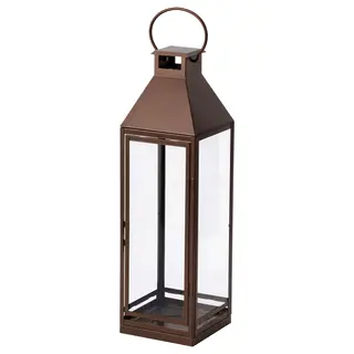 HÖSTAGILLE lantern for pillar candle, in/out, copper-colour, 58 cm