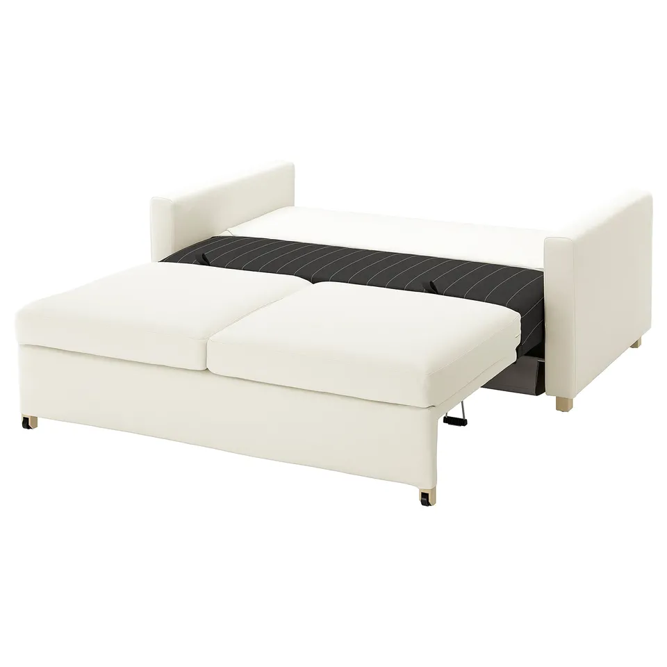 SALTSJÖBADEN sofa-bed, white, modern design with hidden mattress, upholstered in polyester.
