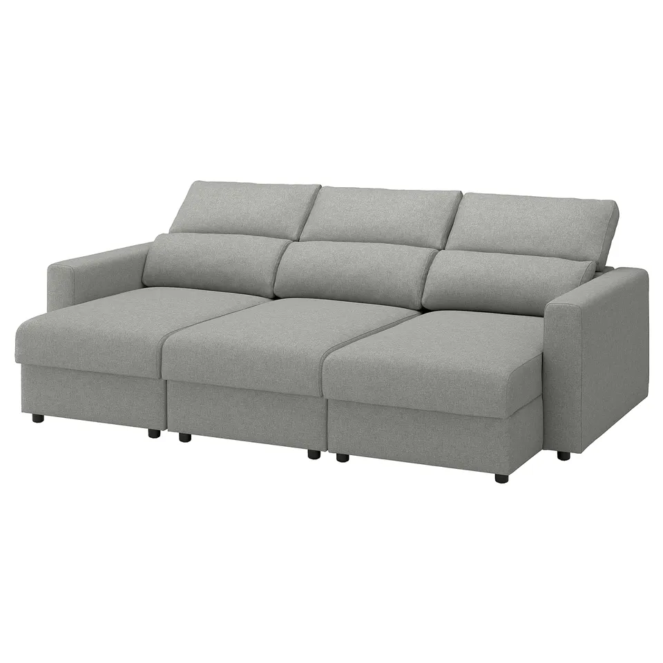 MALMKÖPING 3-seat sofa, with chaise longue/Tibbleby beige/grey
