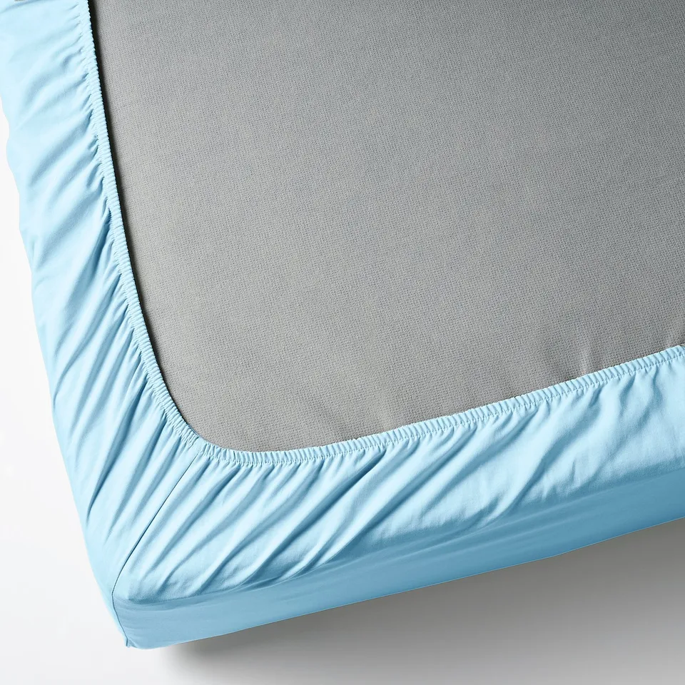 DVALA Fitted sheet, light blue, 160x200 cm