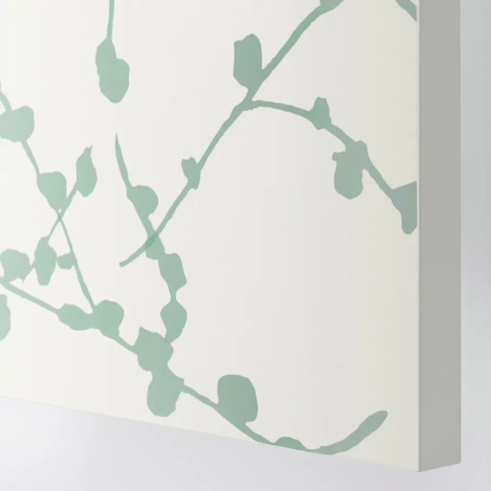 Elegant white door with green leafy pattern, high-quality finish, and sturdy construction.