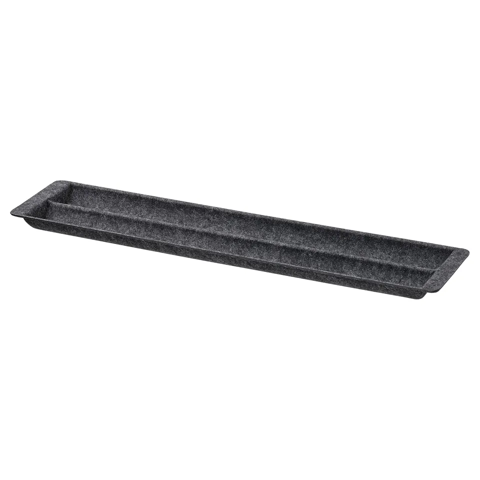 Grey uppdera organiser tray for kitchen drawers, fits spice jars & utensils.