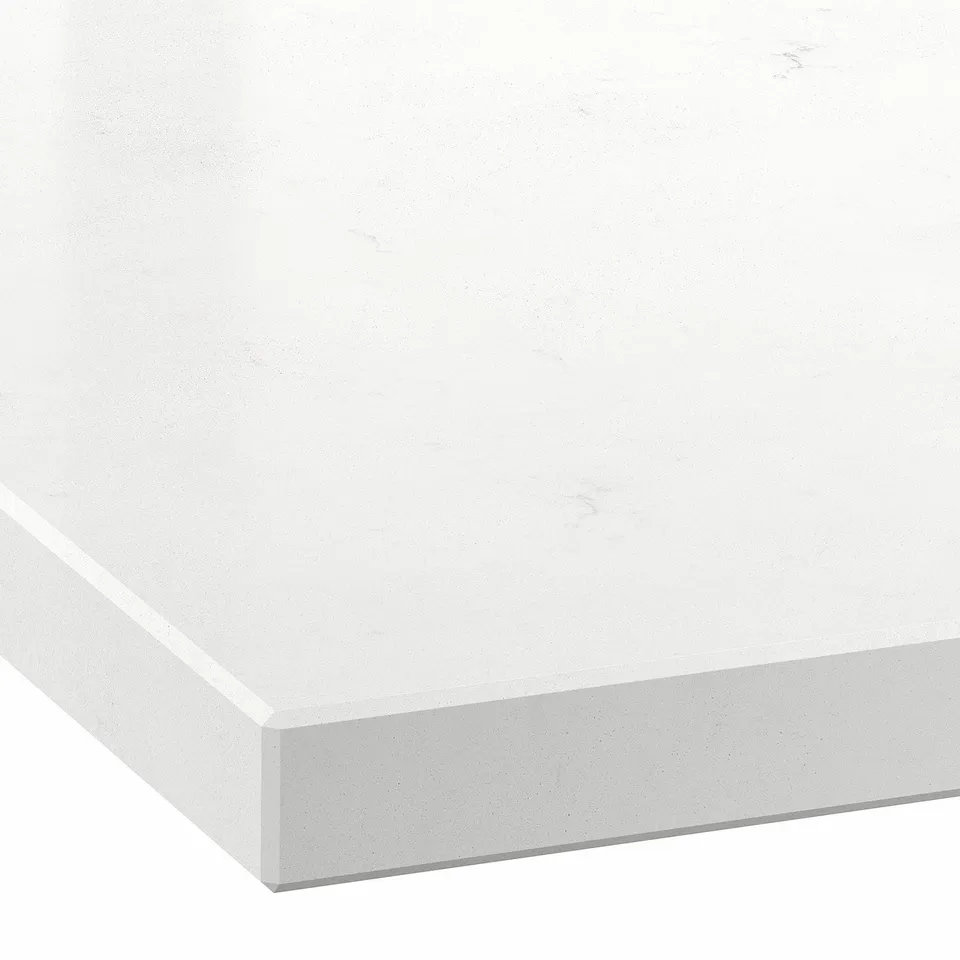 LOCKEBO Custom made worktop, white/grey marble effect/glass composite, 1 m²x4.0 cm