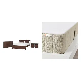 SONGESAND/MAUSUND Bed with 20cm thick mattress, latex, natural materials,5 comfort zones, medium firm