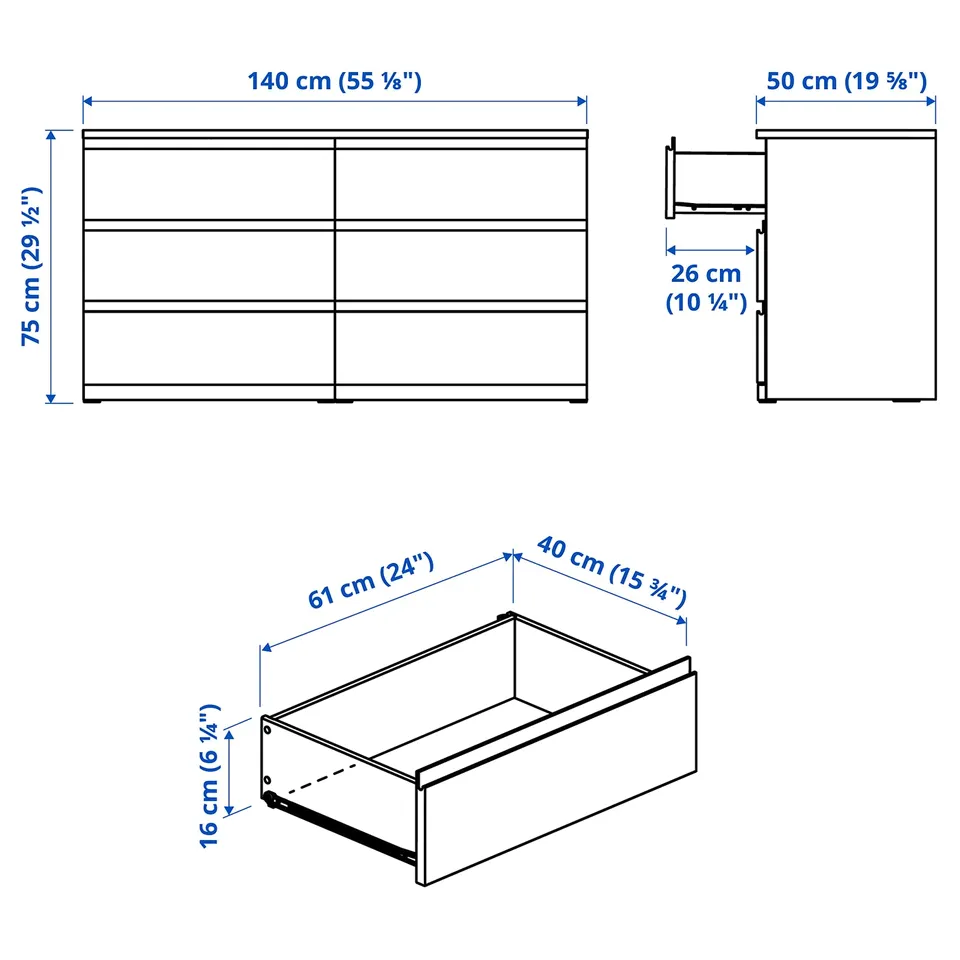 Illustration with measurements for the product: STORKLINTA.