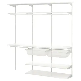 BOAXEL wardrobe combination, white, 182x40x201 cm