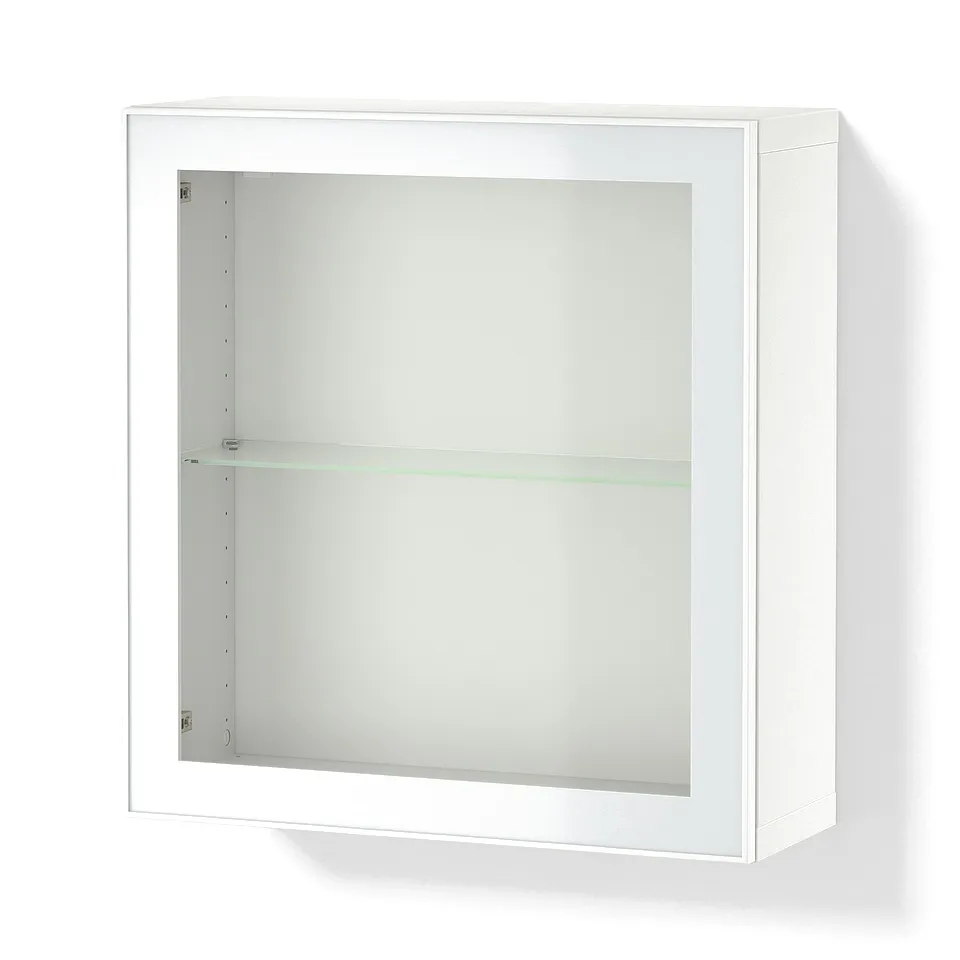 BESTÅ Wall-mounted cabinet combination, white Glassvik/white/light green clear glass, 60x22x64 cm