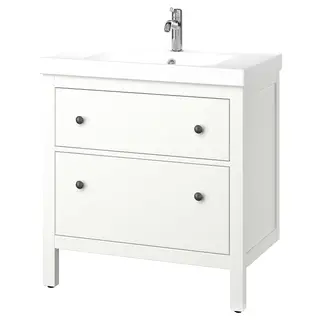 HEMNES / ORRSJÖN wash-stnd w drawers/wash-basin/tap, white, 82x49x89 cm