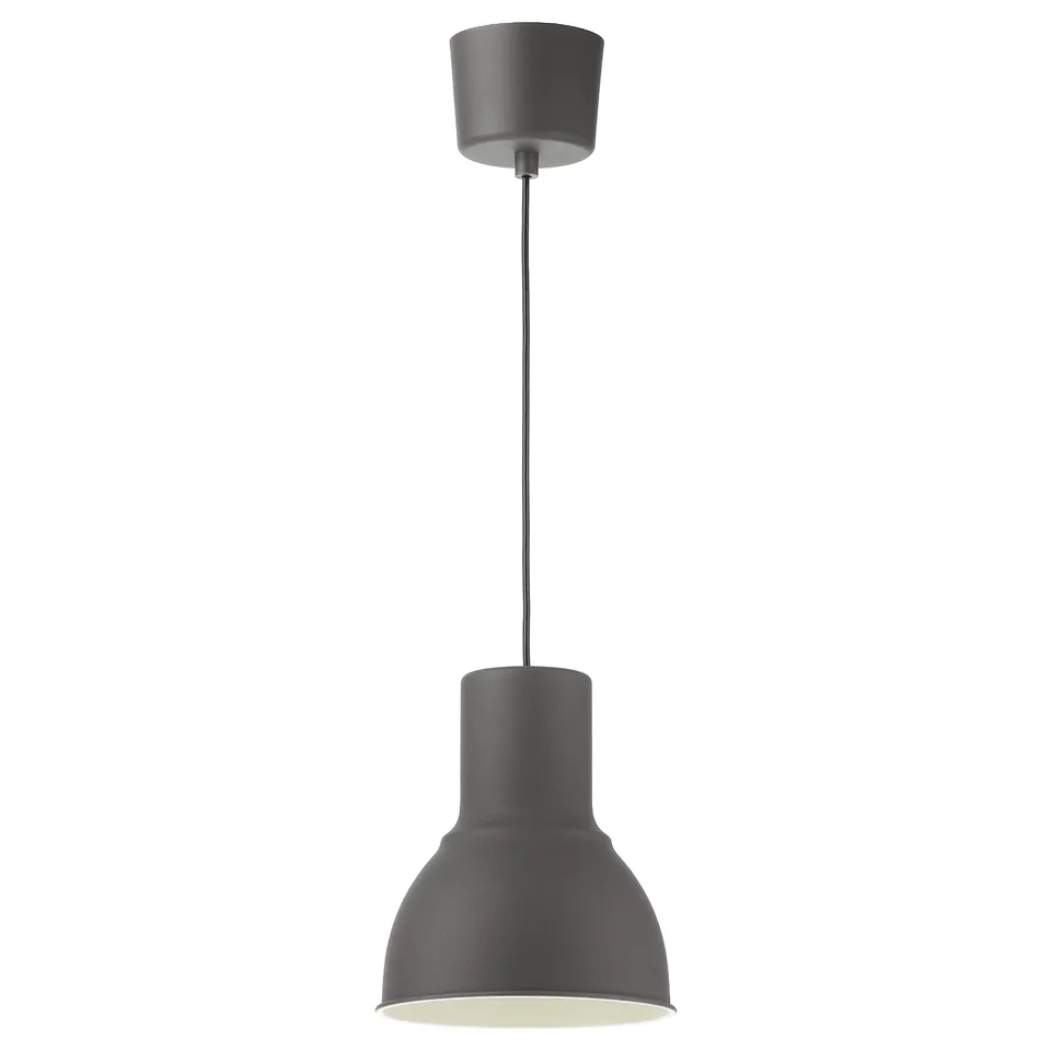 HEKTAR pendant lamp, black, round shape, modern industrial design.